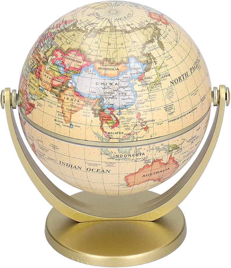 Rotating World Globe Map Desktop Ornament English Edition Geography Teaching Tool - Image 1